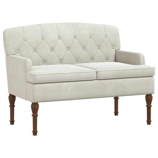 Pohovka S Knoflíkovým Prošíváním Krémová 111 X 65 X 79 Cm Samet