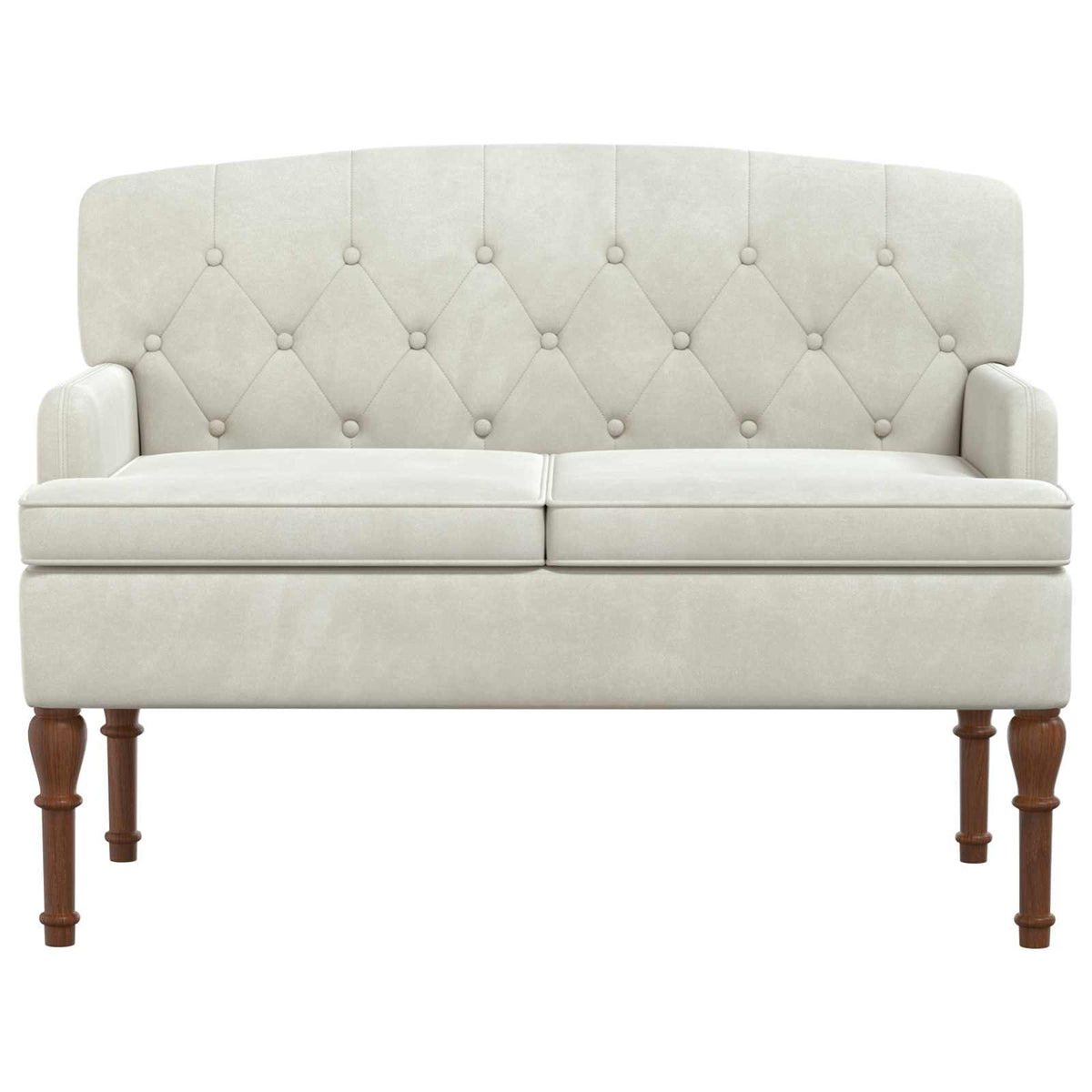Pohovka S Knoflíkovým Prošíváním Krémová 111 X 65 X 79 Cm Samet