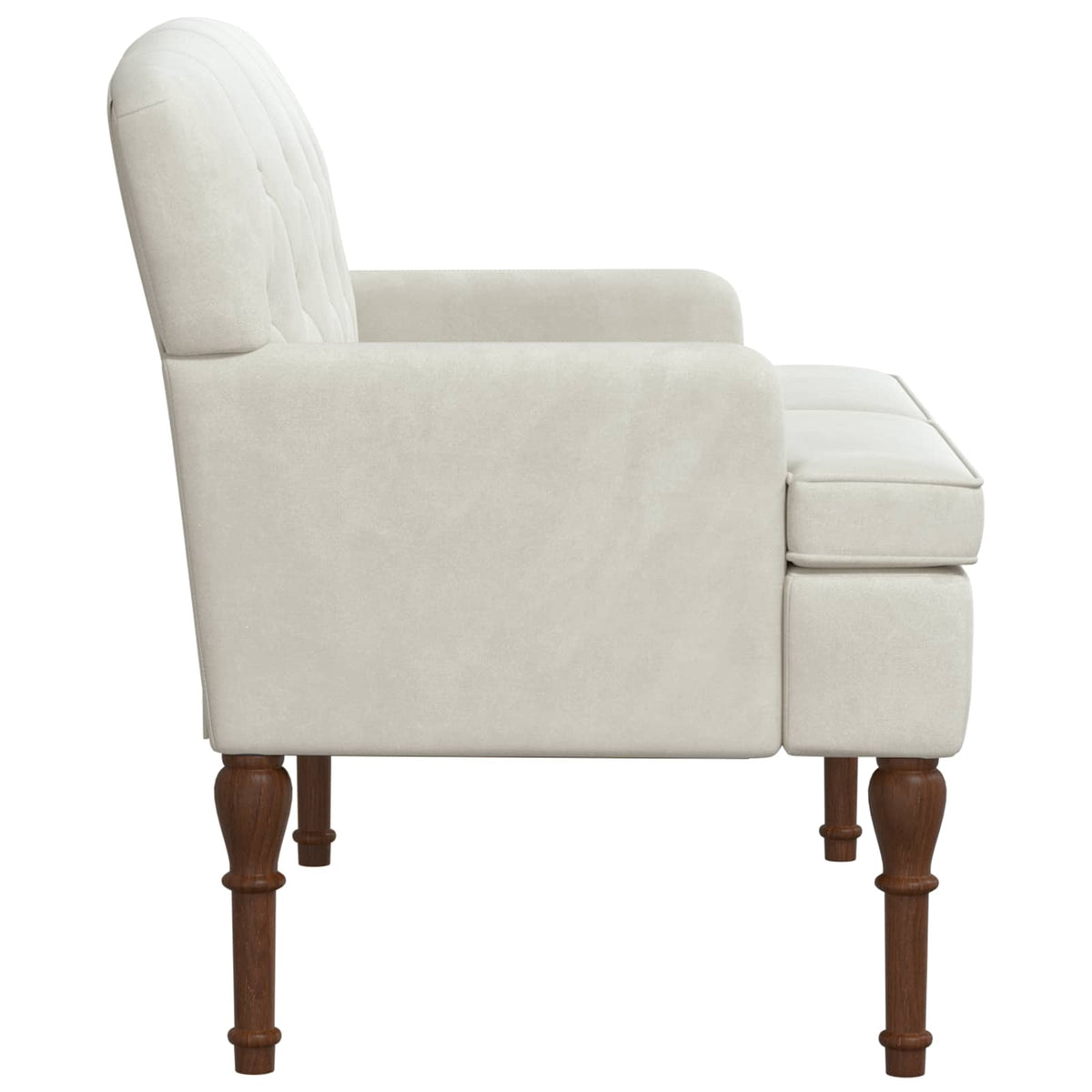 Pohovka S Knoflíkovým Prošíváním Krémová 111 X 65 X 79 Cm Samet
