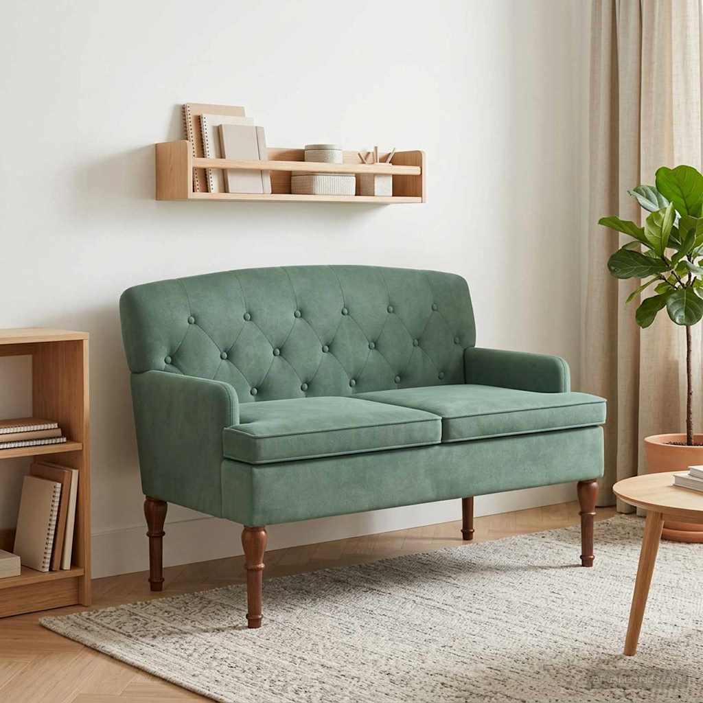 Pohovka S Knoflíkovým Prošíváním Mořská Zelená 111 X 65 X 79 Cm