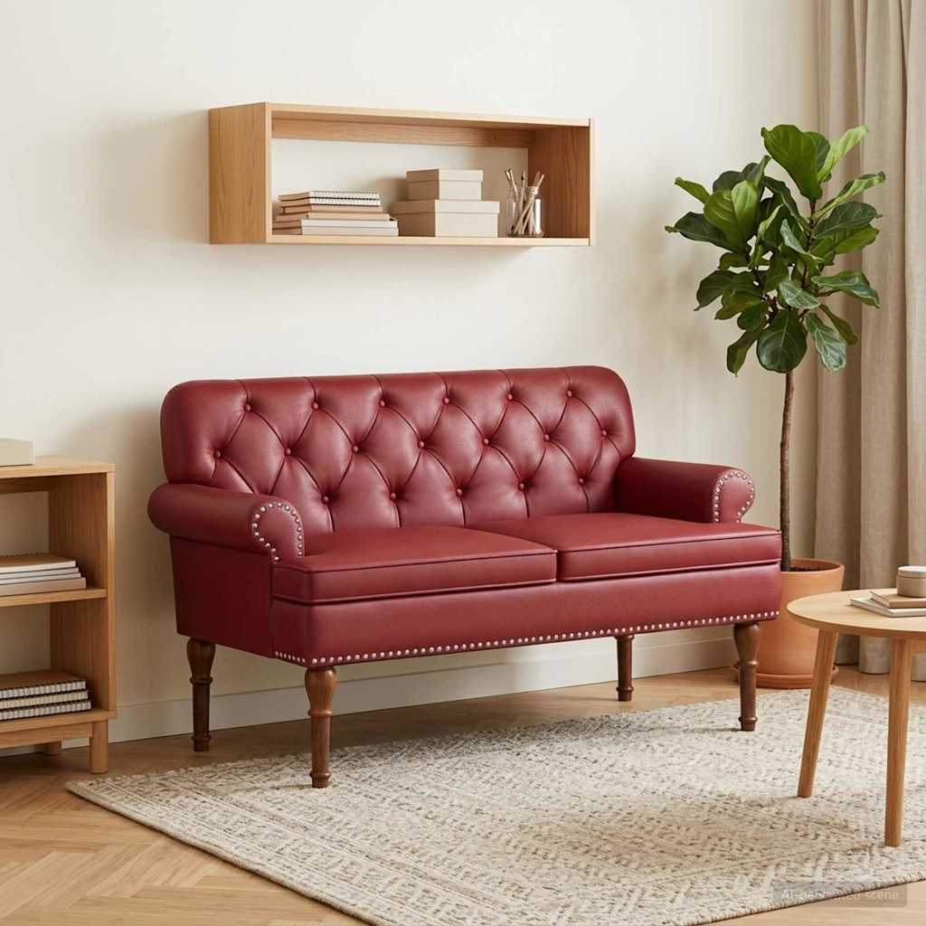 Pohovka S Knoflíkovým Prošíváním Víno Červené 120 X 65 X 77 Cm