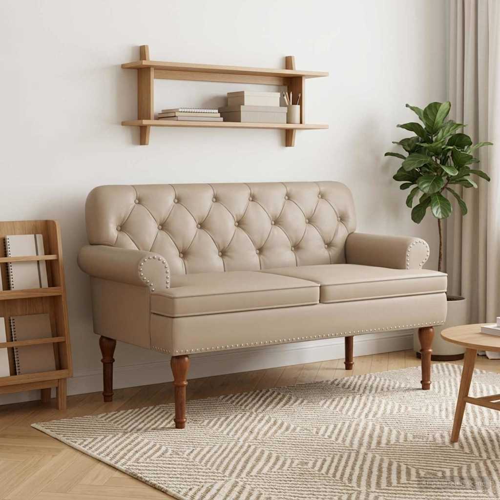 Pohovka S Knoflíkovým Prošíváním Cappuccino 120 X 65 X 77 Cm