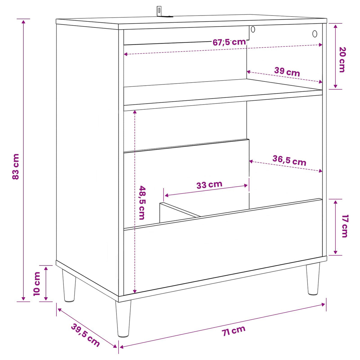 Stojan Na Gramofon 71 X 39,5 X 83 Cm Kompozitní Dřevo