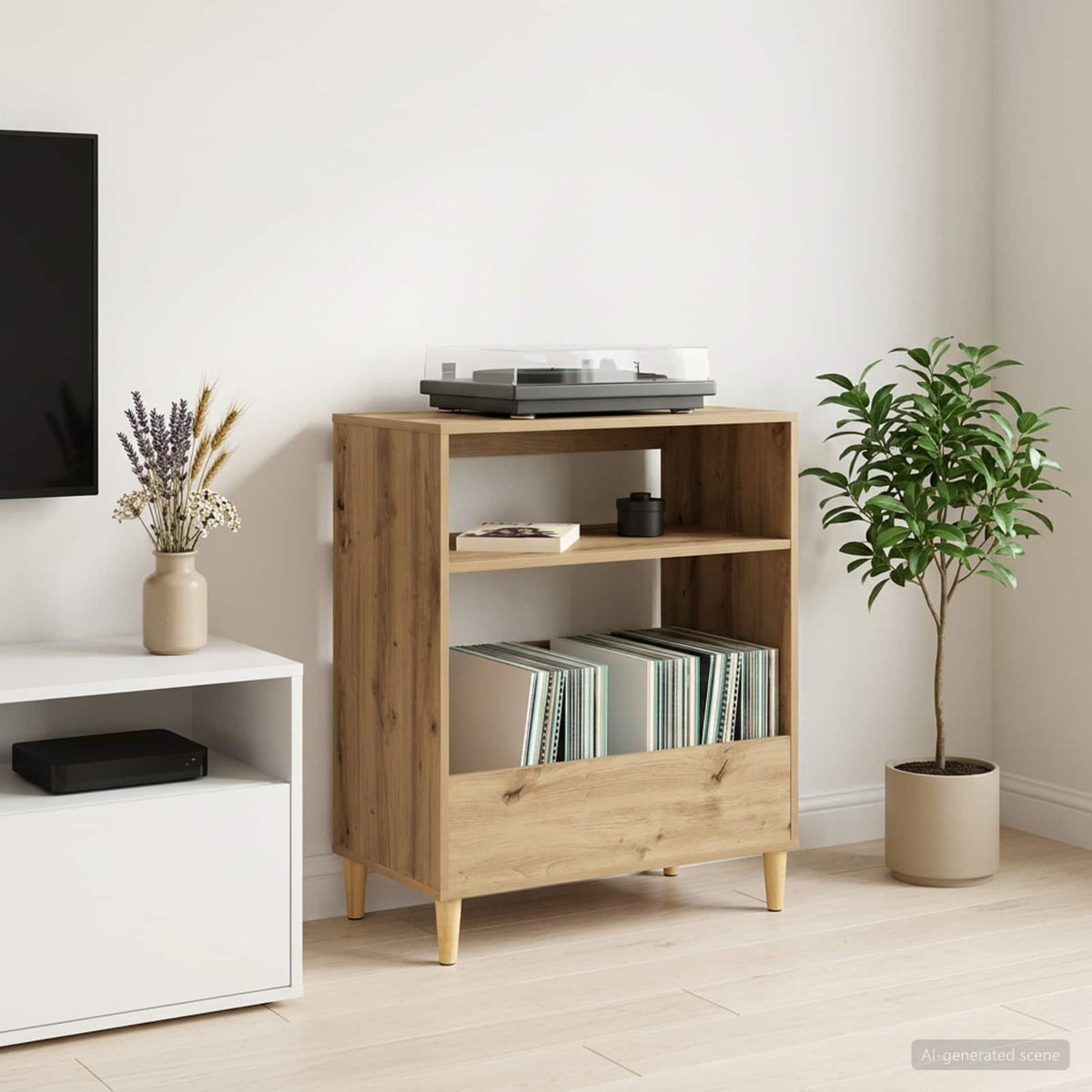 Stojan Na Gramofon 71 X 39,5 X 83 Cm Kompozitní Dřevo