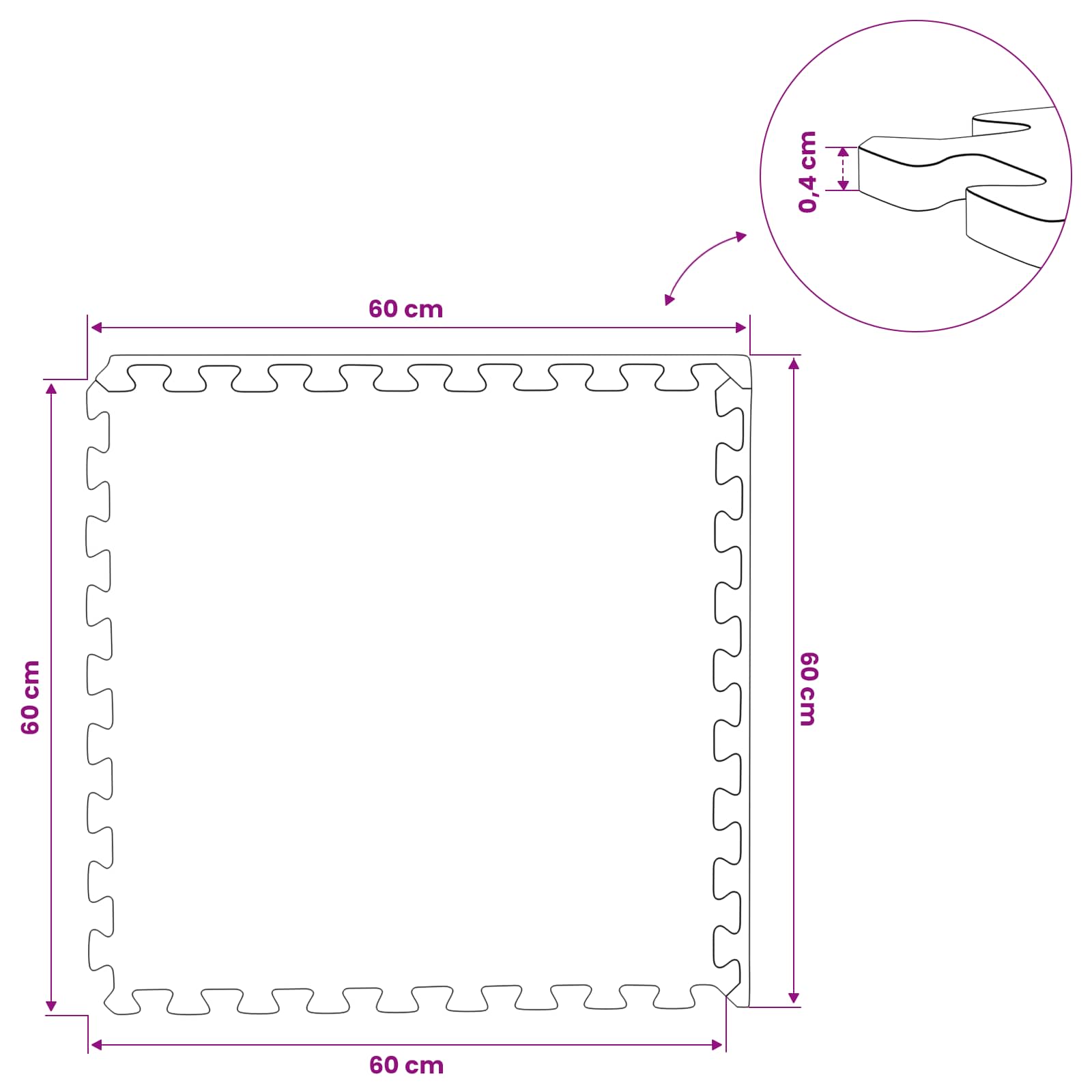 Podložky Na Podlahu 24 Ks Černá 8,64 M² Eva Pěna