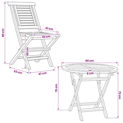 5Dílný Skládací Zahradní Bistro Set Přírodní