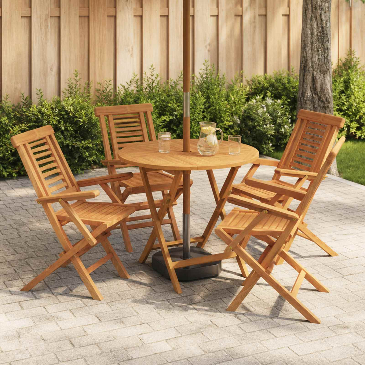 5Dílný Skládací Zahradní Bistro Set Přírodní