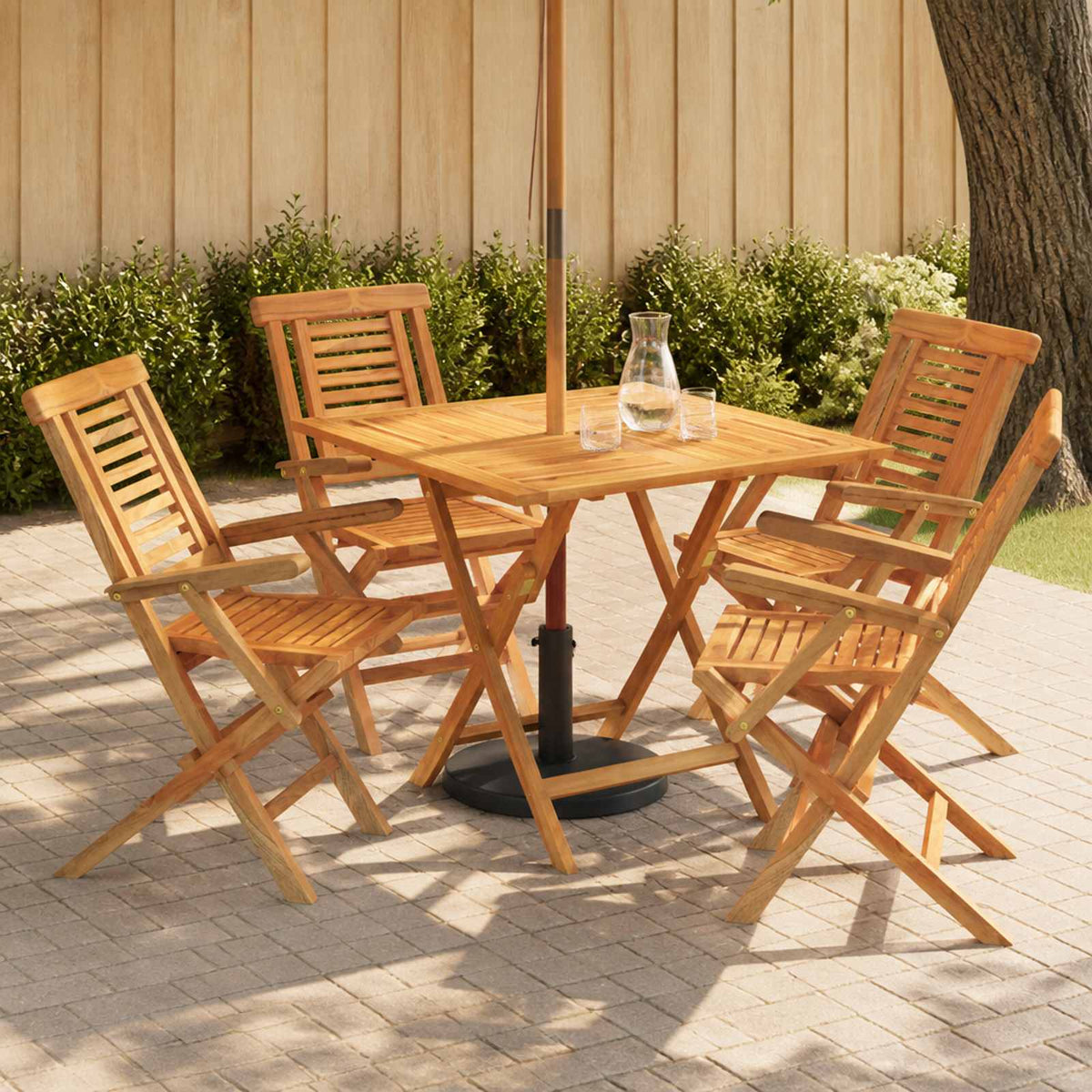 5Dílný Skládací Zahradní Bistro Set Přírodní