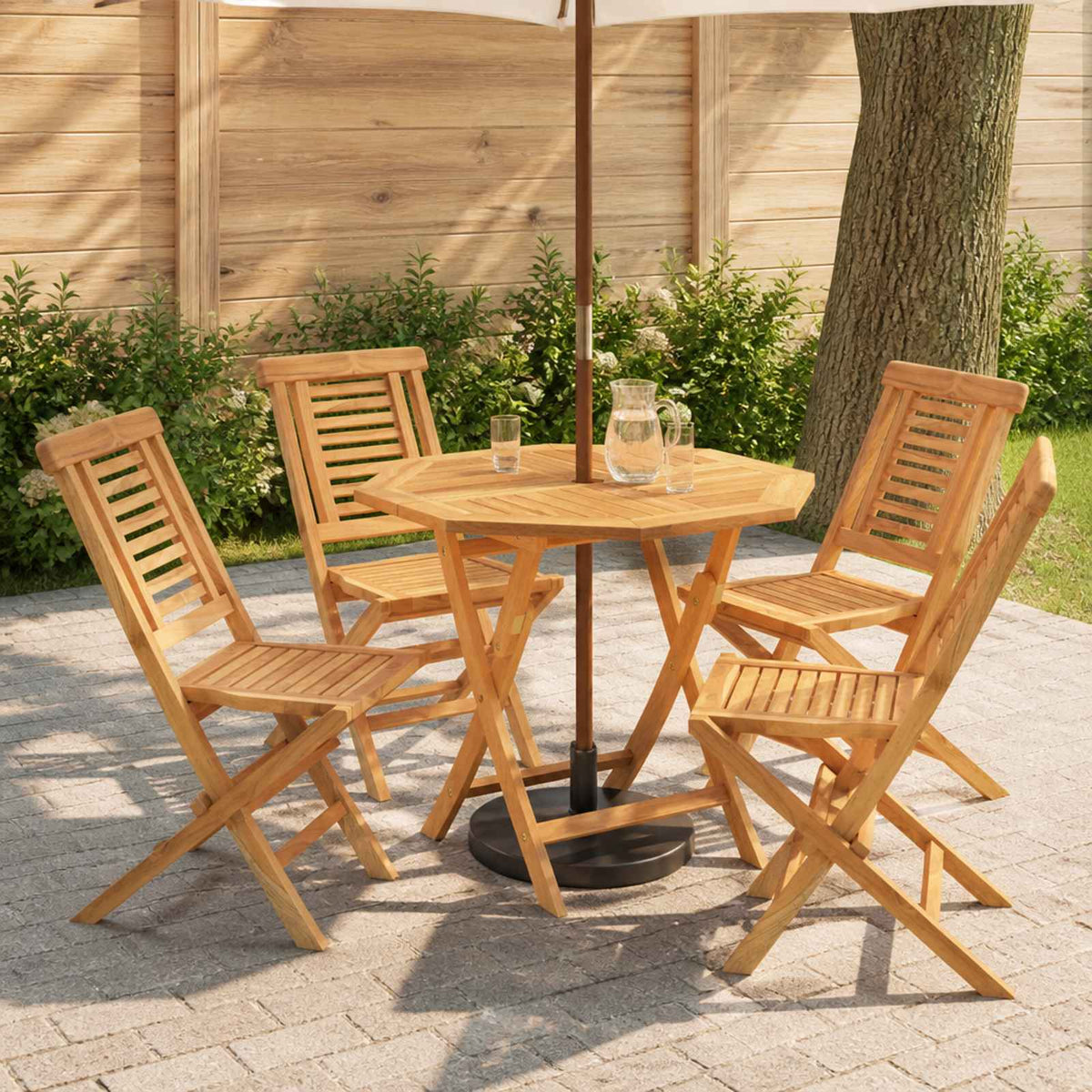 5Dílný Skládací Zahradní Bistro Set Přírodní