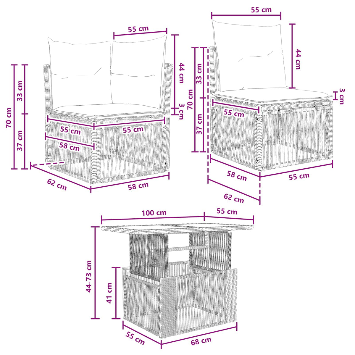 Sada Zahradních Pohovek 4 Ks Polyratan