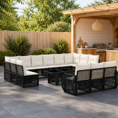 Sada Zahradních Pohovek 14 Ks A Krémově Bílá Polyratan
