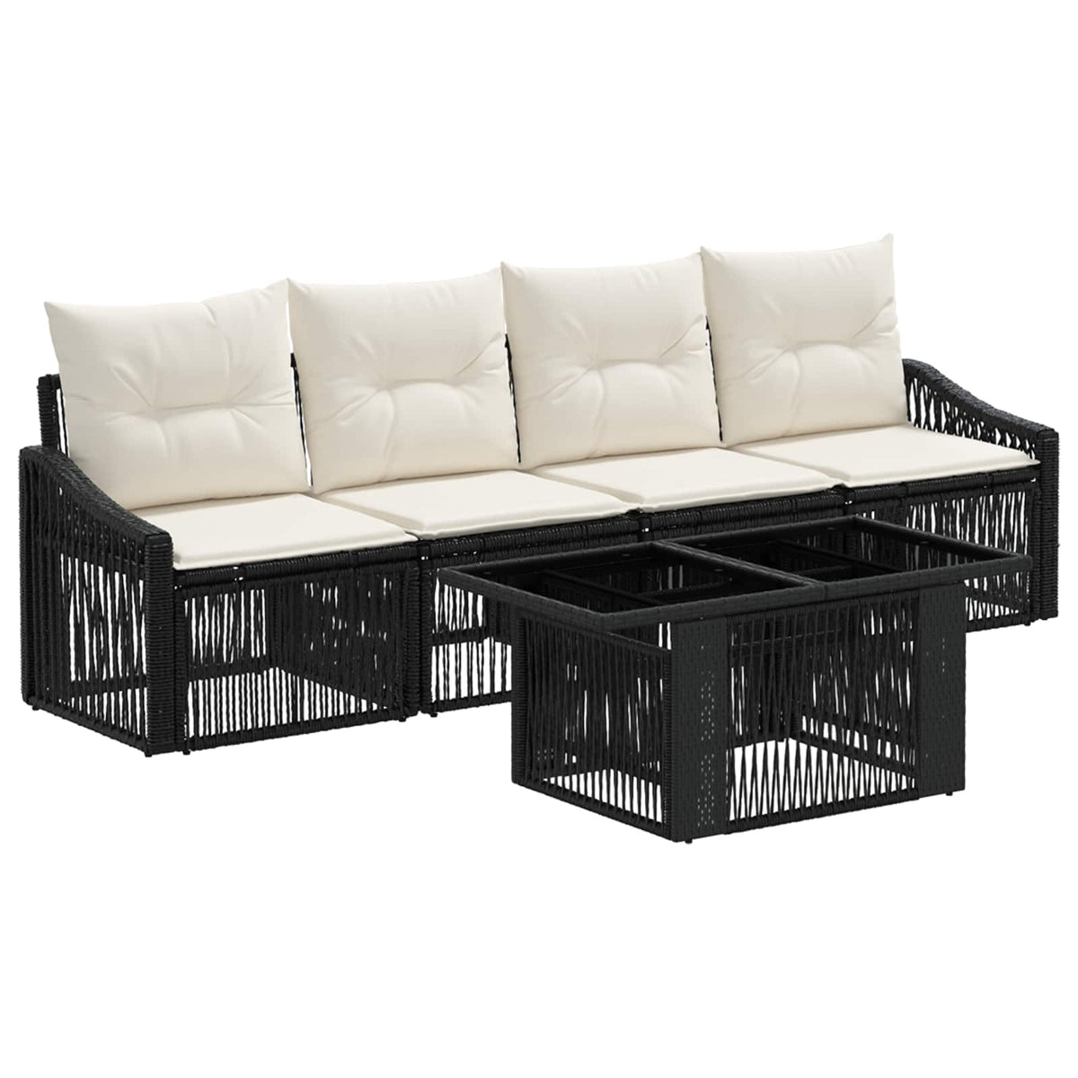 Sada Zahradních Pohovek 5 Ks A Krémově Bílá Polyratan