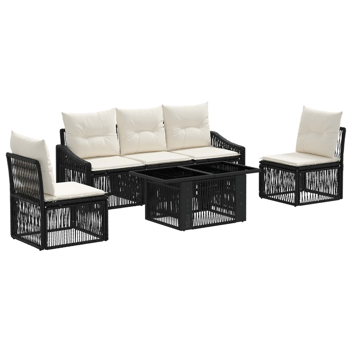 Sada Zahradních Pohovek 6 Ks A Krémově Bílá Polyratan