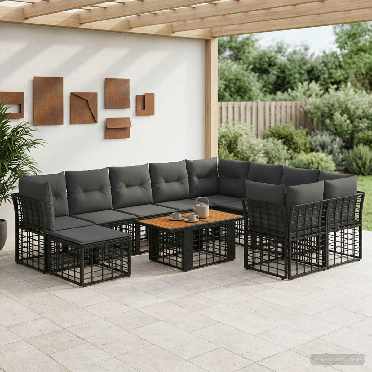 Sada Zahradních Pohovek 11 Ks A Tmavě Šedá Polyratan