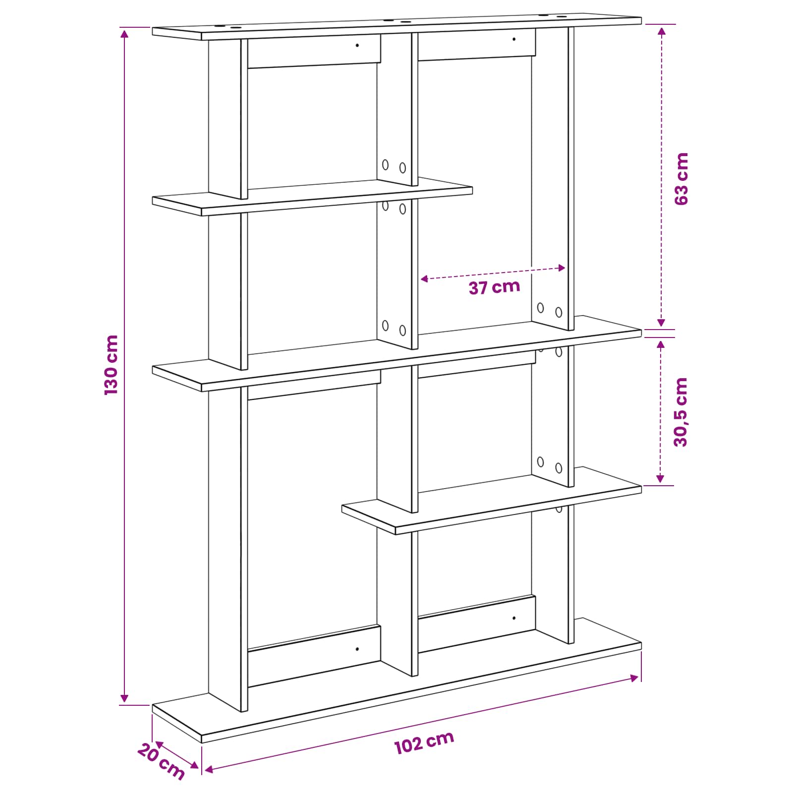 Nástěnná Polička Dub Artisan 102 X 20 X 130 Cm Kompozitní Dřevo