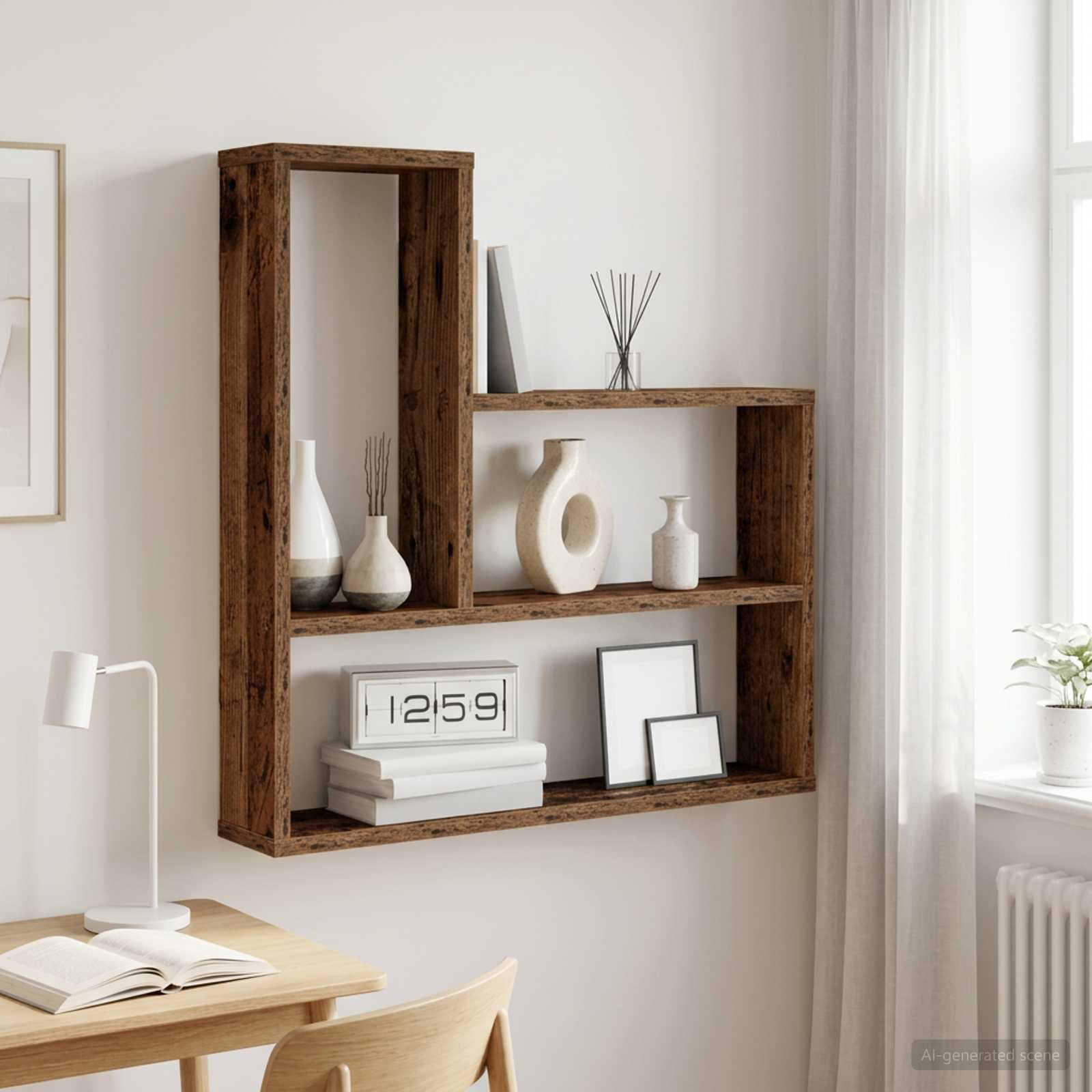 Nástěnná Polička Staré Dřevo 60 X 11 X 60 Cm Kompozitní Dřevo