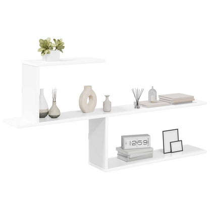 Nástěnná Polička Bílá 122 X 18 X 60 Cm Kompozitní Dřevo
