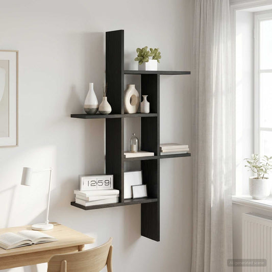 Nástěnná Polička Černý Dub 61 X 15 X 102 Cm Kompozitní Dřevo
