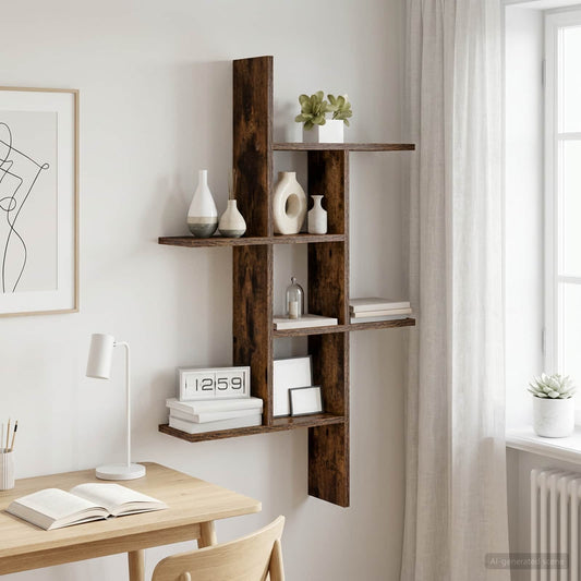 Nástěnná Polička Kouřový Dub 61 X 15 X 102 Cm Kompozitní Dřevo