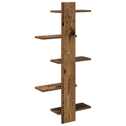 Nástěnná Floating Polička Staré Dřevo 48,5 X 15 X 101 Cm