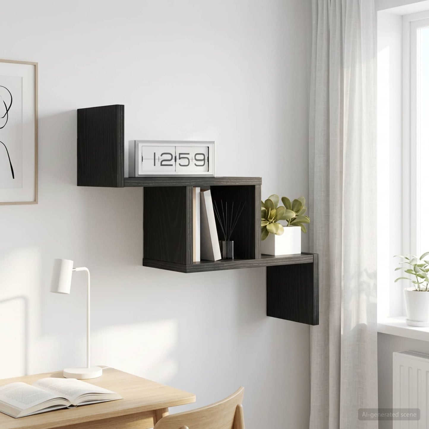Nástěnná Polička Černý Dub 48 X 15 X 42 Cm Kompozitní Dřevo