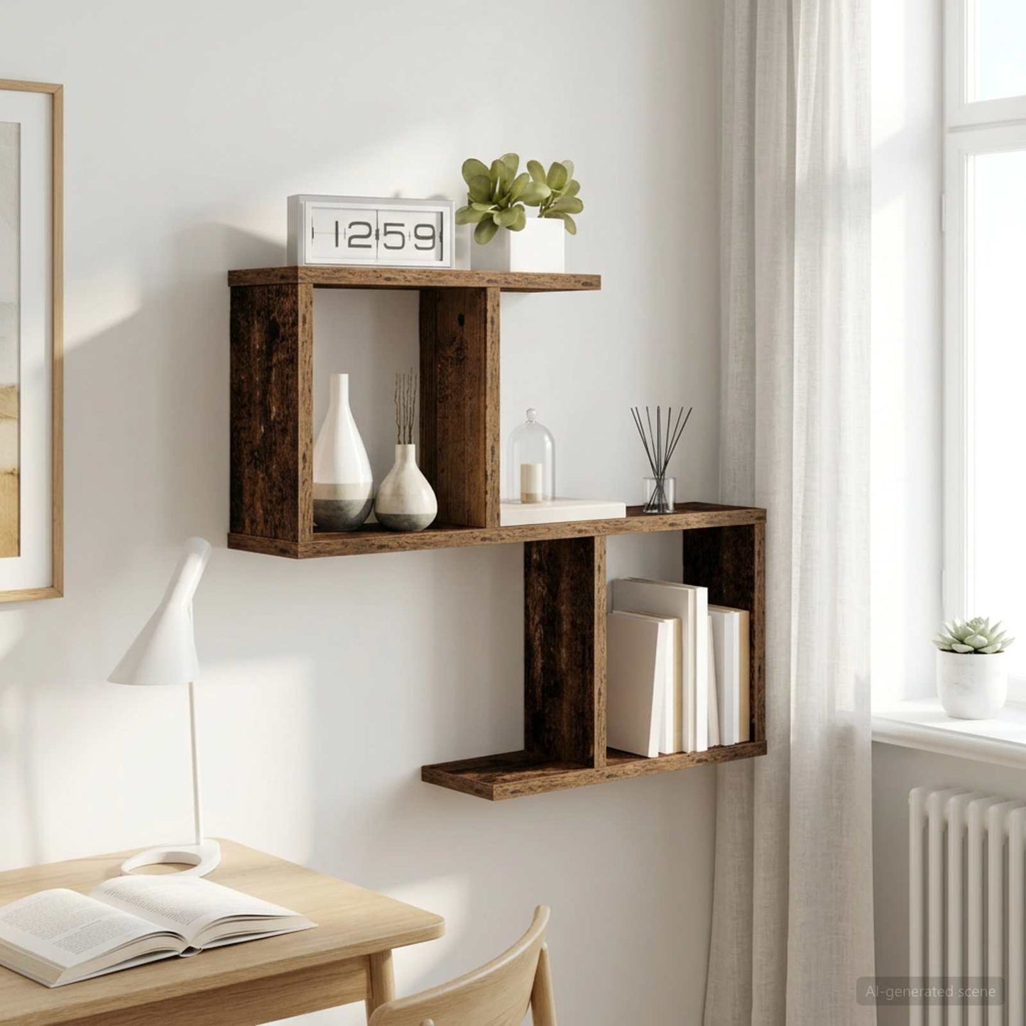 Nástěnná Polička Staré Dřevo 60 X 12 X 50,5 Cm Kompozitní Dřevo