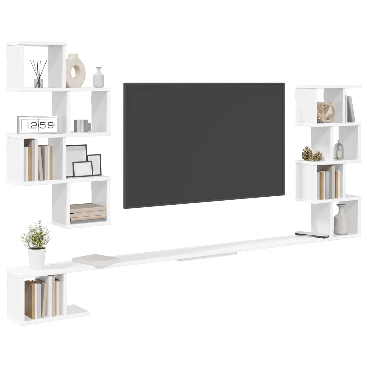 Polička Na Tv Na Zeď Bílá 180 X 15 X 94 Cm Kompozitní Dřevo