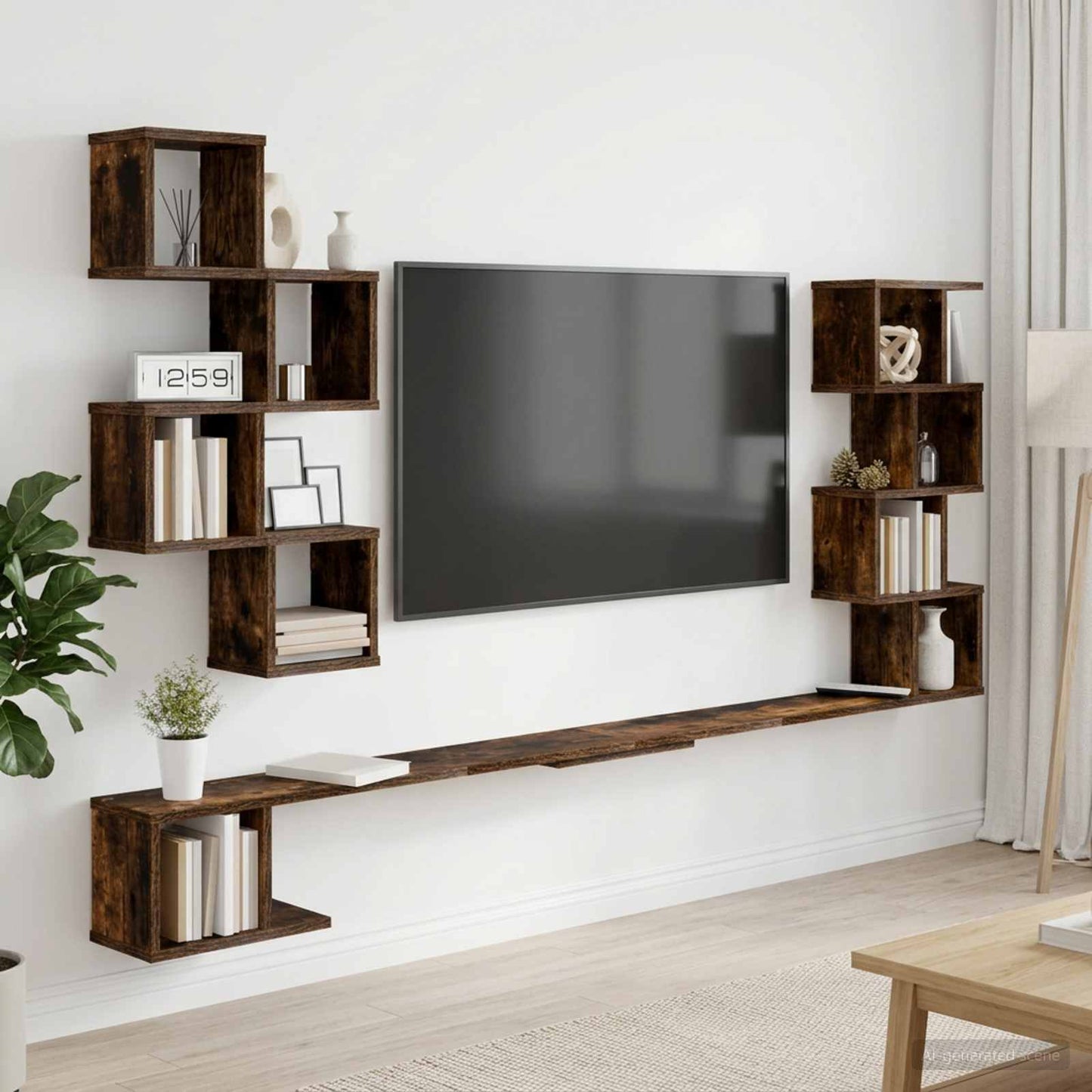 Polička Na Tv Na Zeď Kouřový Dub 180 X 15 X 94 Cm