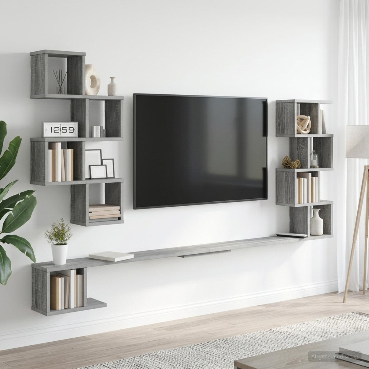 Polička Na Tv Na Zeď Šedý Sonoma 180 X 15 X 94 Cm