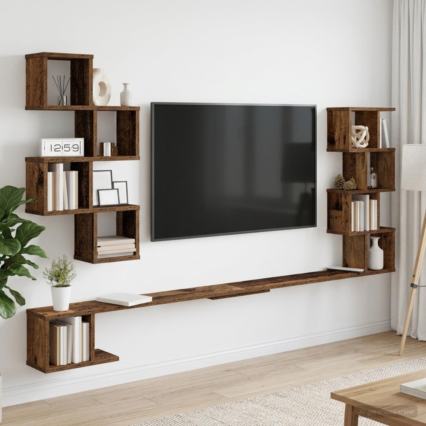 Polička Na Tv Na Zeď Staré Dřevo 180 X 15 X 94 Cm