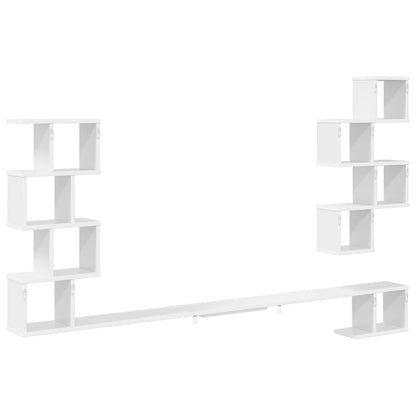 Polička Na Tv Na Zeď Bílá 200 X 15 X 94 Cm Kompozitní Dřevo
