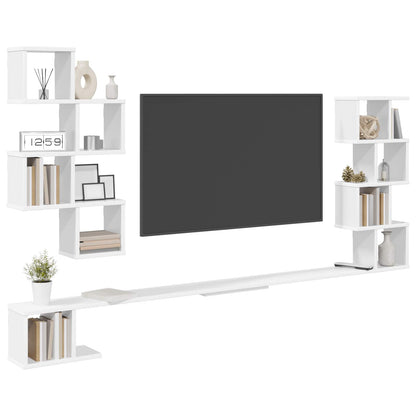 Polička Na Tv Na Zeď Bílá 200 X 15 X 94 Cm Kompozitní Dřevo