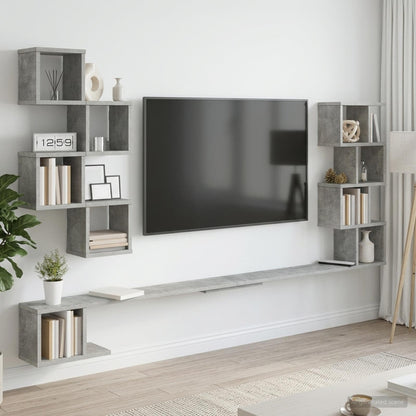 Polička Na Tv Na Zeď Betonově Šedá 200 X 15 X 94 Cm