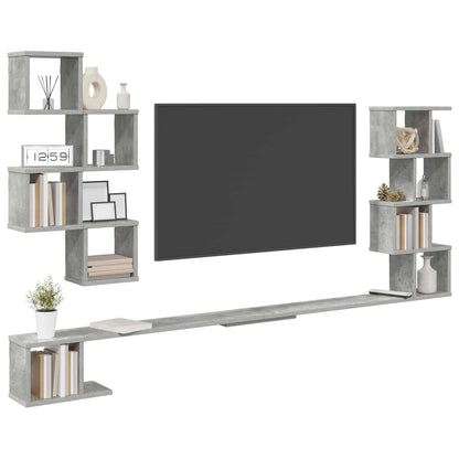 Polička Na Tv Na Zeď Betonově Šedá 200 X 15 X 94 Cm