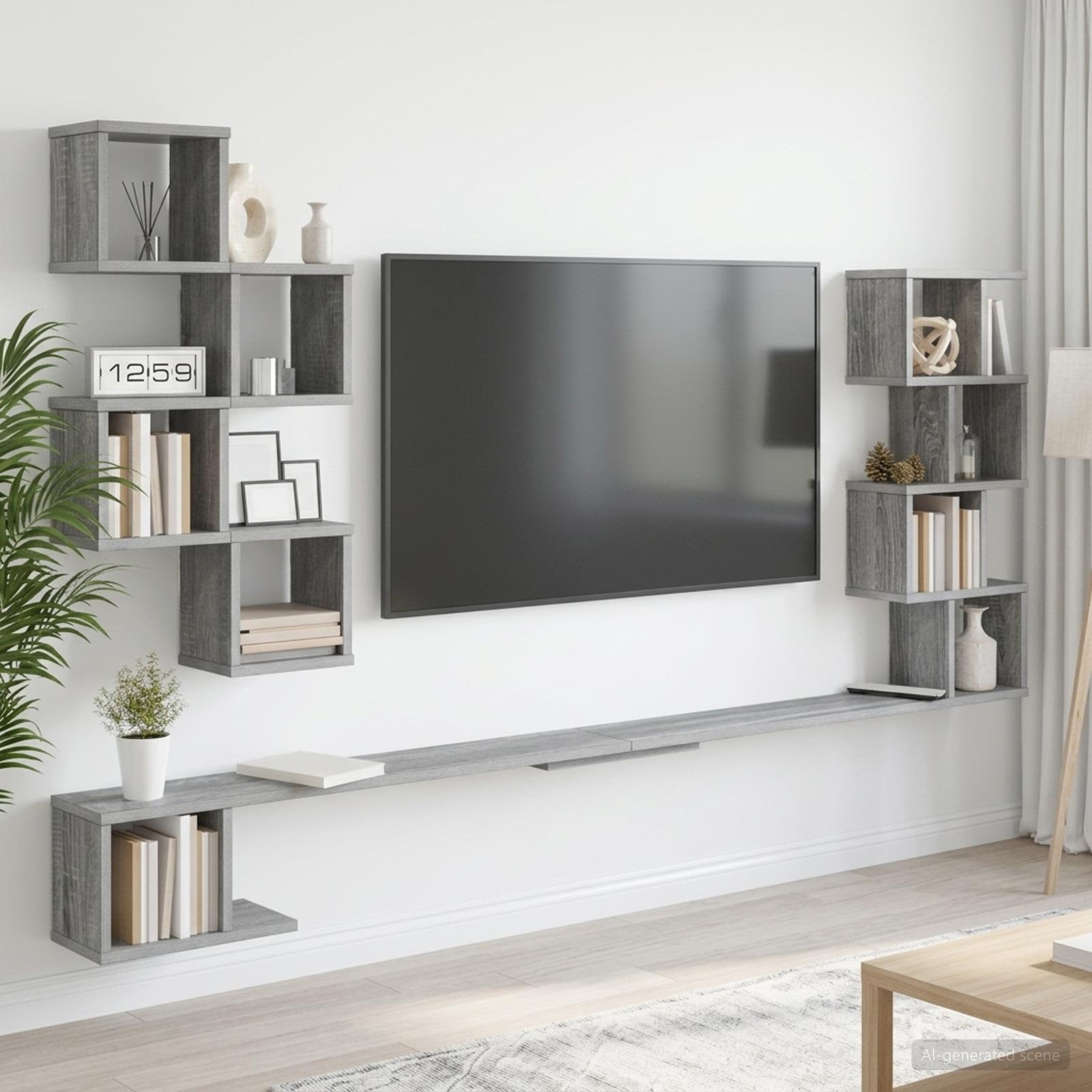 Polička Na Tv Na Zeď Šedý Sonoma 200 X 15 X 94 Cm