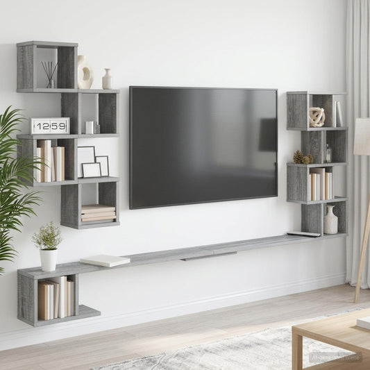 Polička Na Tv Na Zeď Šedý Sonoma 200 X 15 X 94 Cm