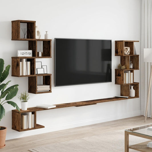 Polička Na Tv Na Zeď Staré Dřevo 200 X 15 X 94 Cm