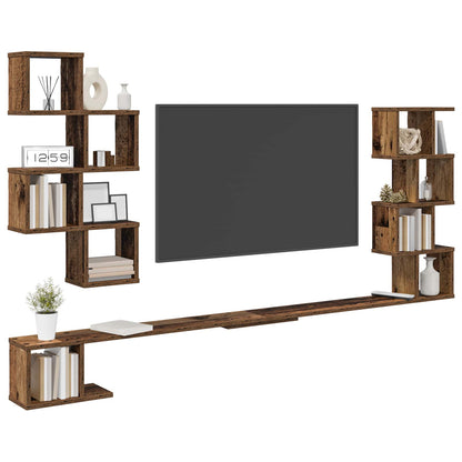 Polička Na Tv Na Zeď Staré Dřevo 200 X 15 X 94 Cm
