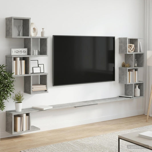 Polička Na Tv Na Zeď Betonově Šedá 160 X 15 X 94 Cm