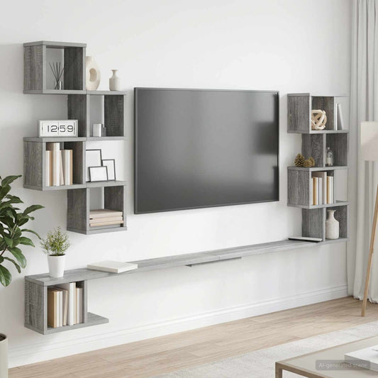 Polička Na Tv Na Zeď Šedý Sonoma 160 X 15 X 94 Cm