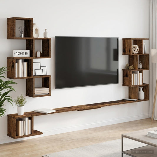 Polička Na Tv Na Zeď Staré Dřevo 160 X 15 X 94 Cm