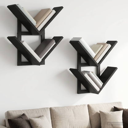 Nástěnná Floating Polička 2 Pcs Černý Dub 43 X 15 X 47 Cm