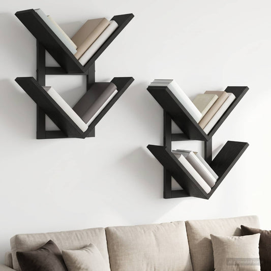 Nástěnná Floating Polička 2 Pcs Černý Dub 43 X 15 X 47 Cm