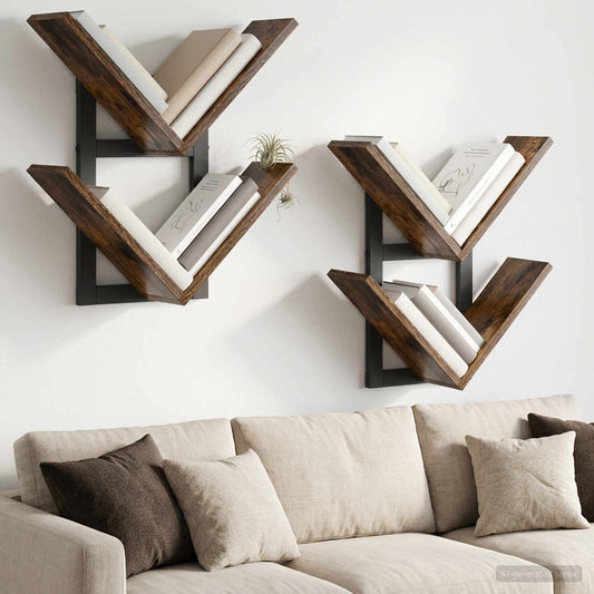 Nástěnná Floating Polička 2 Pcs Kouřový Dub 43 X 15 X 47 Cm