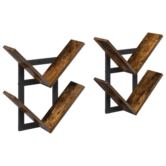 Nástěnná Floating Polička 2 Pcs Kouřový Dub 43 X 15 X 47 Cm
