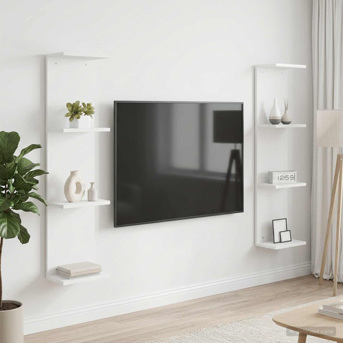 Nástěnná Polička 2 Pcs Bílá 25 X 15 X 100 Cm Kompozitní Dřevo