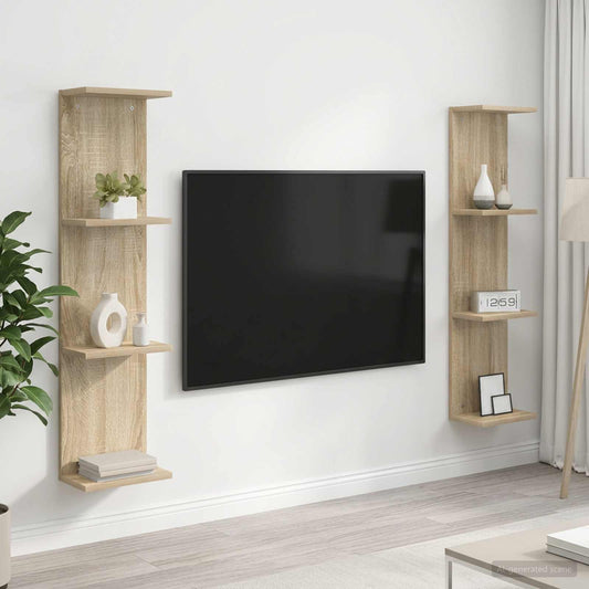 Nástěnná Polička 2 Pcs Dub Sonoma 25 X 15 X 100 Cm