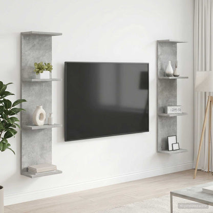 Nástěnná Polička 2 Pcs Betonově Šedá 25 X 15 X 100 Cm