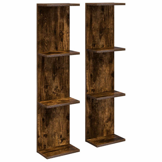 Nástěnná Polička 2 Pcs Kouřový Dub 25 X 15 X 100 Cm