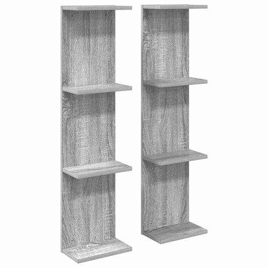 Nástěnná Polička 2 Pcs Šedý Sonoma 25 X 15 X 100 Cm